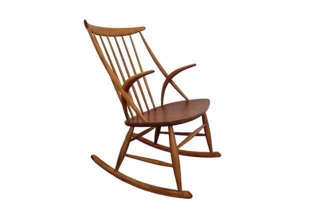 Fotel bujany, buk brązowy, proj. I. Wikkelso, Dania, lata 60. - WYMIARY