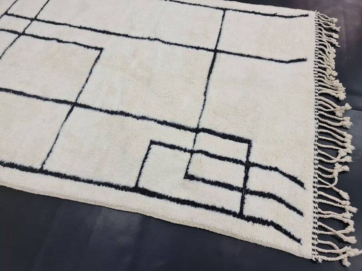 Ręcznie tkany dywan 200x300 cm, wełna, biały, Maroko - 205026