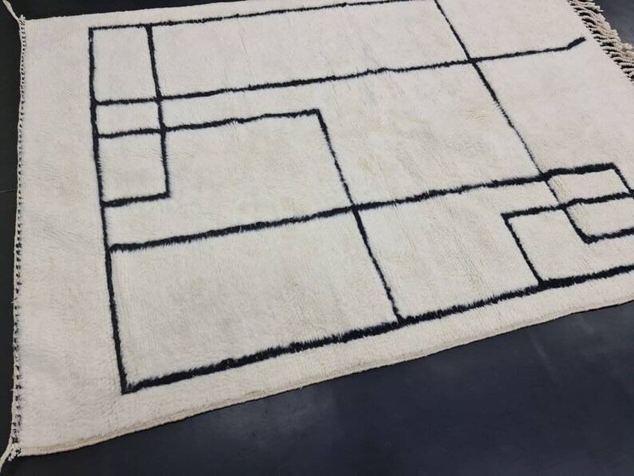 Ręcznie tkany dywan 200x300 cm, wełna, biały, Maroko - 205029