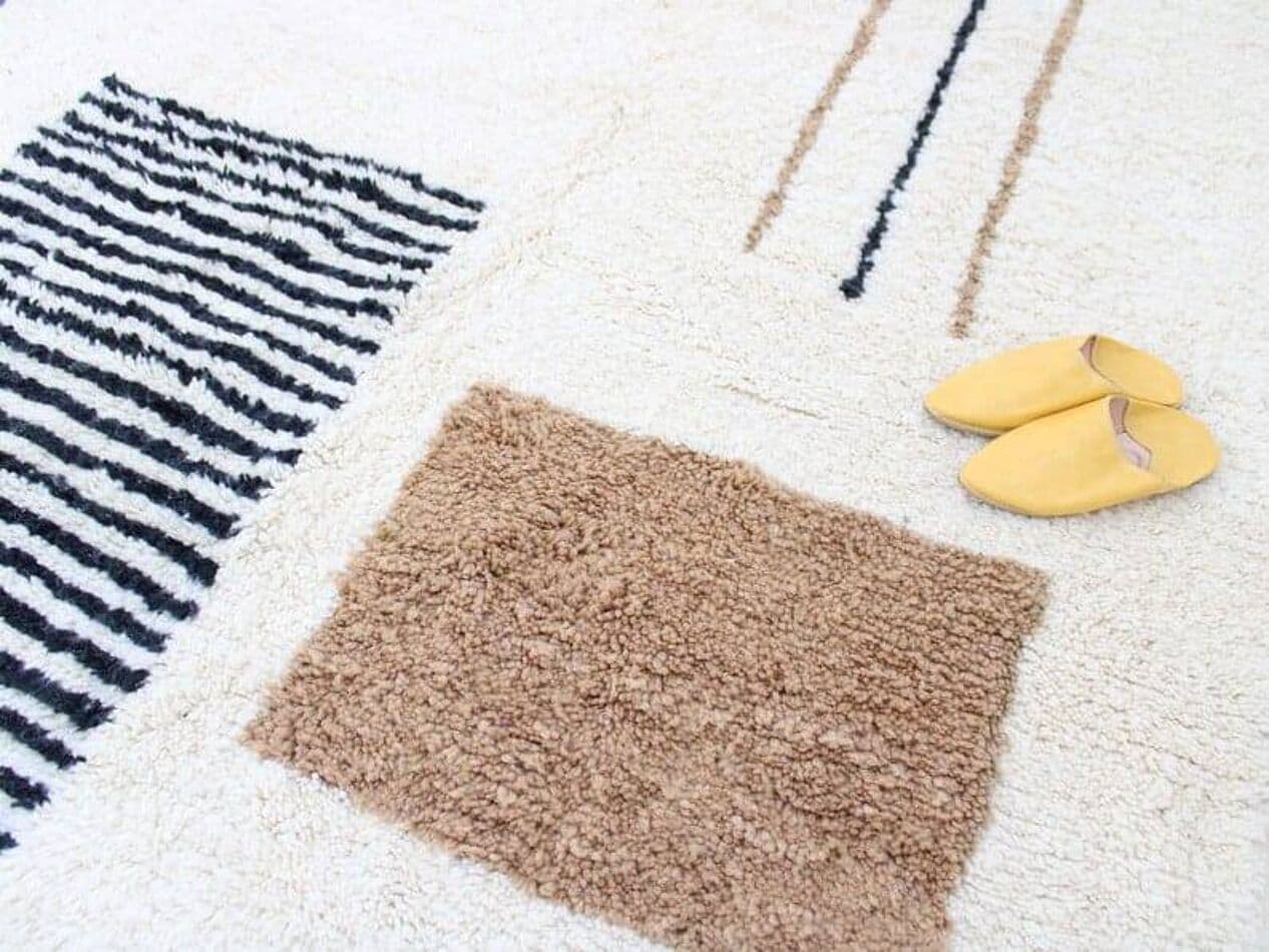 Ręcznie tkany dywan 200x250 cm, wełna, kremowy, beżowy, czarny, Maroko - 205007