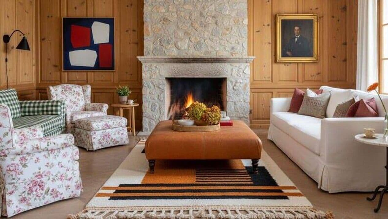 Ręcznie tkany dywan 150x250 cm, wełna, kremowy, czarny, pomarańczowy, Maroko - 204969