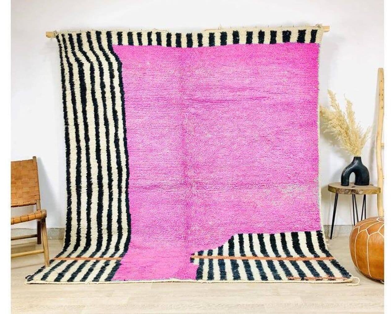 Ręcznie tkany dywan 150x250 cm, wełna, różowy, Maroko - 204924