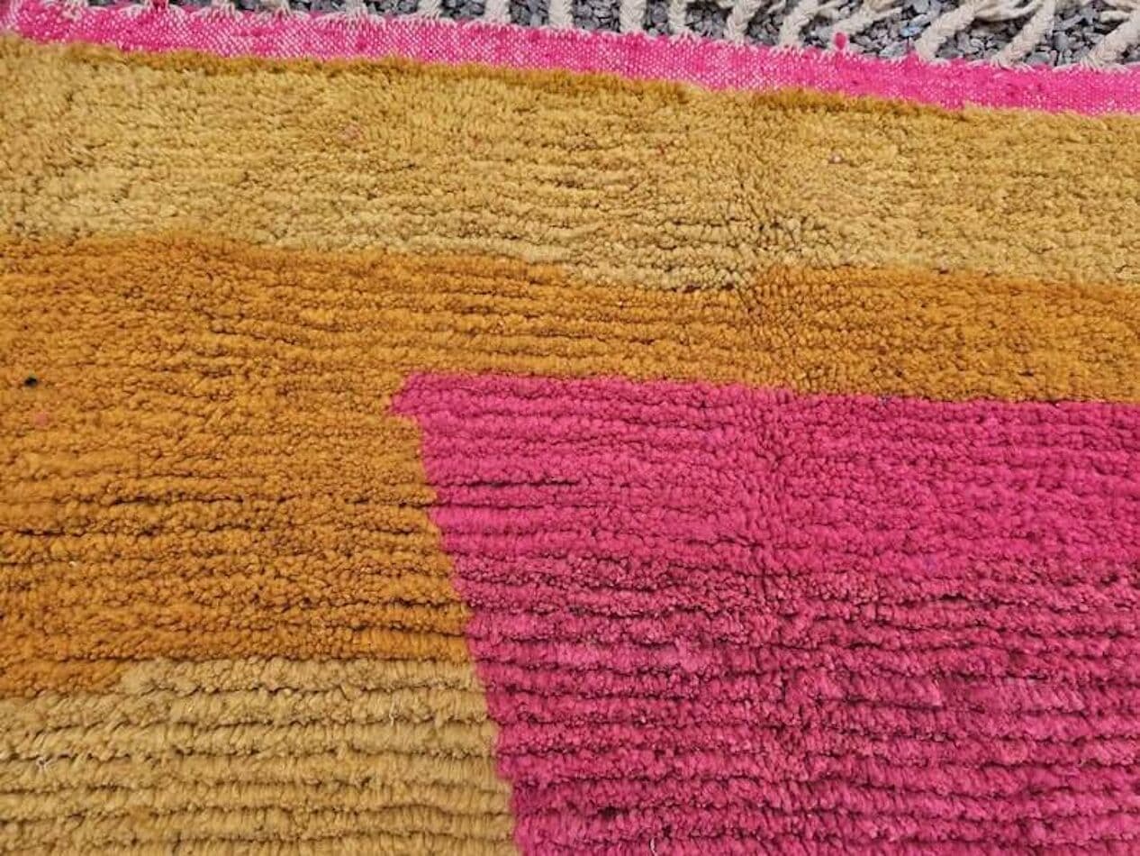 Ręcznie tkany dywan 100x200 cm, wełna, żółty, pomarańczowy, różowy, beżowy, szary, Maroko - 204914