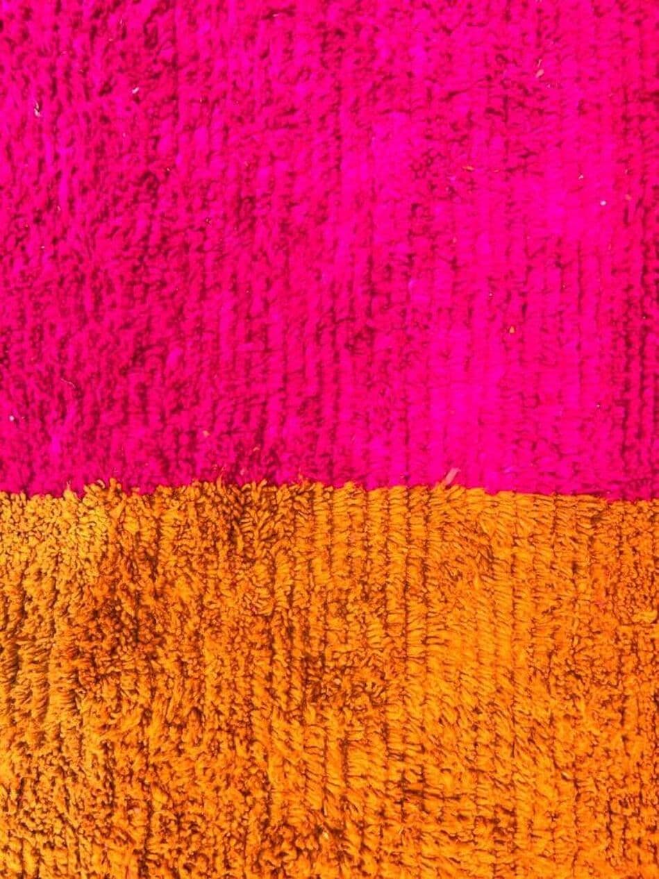 Ręcznie tkany dywan 100x200 cm, wełna, żółty, pomarańczowy, różowy, beżowy, szary, Maroko - 204915