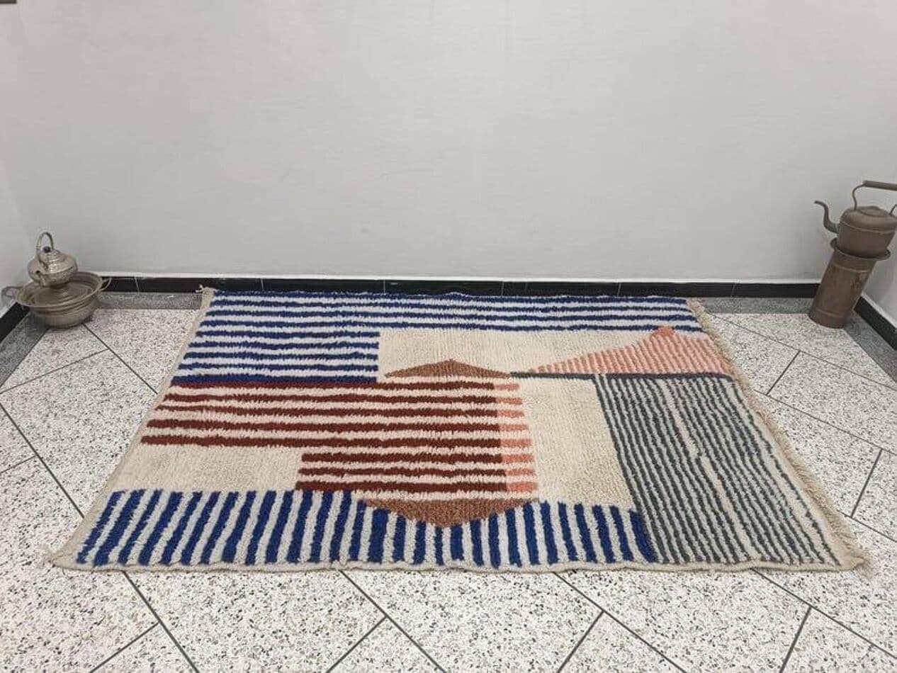 Ręcznie tkany dywan 150x250 cm, wełna, multikolor, Maroko - 204858