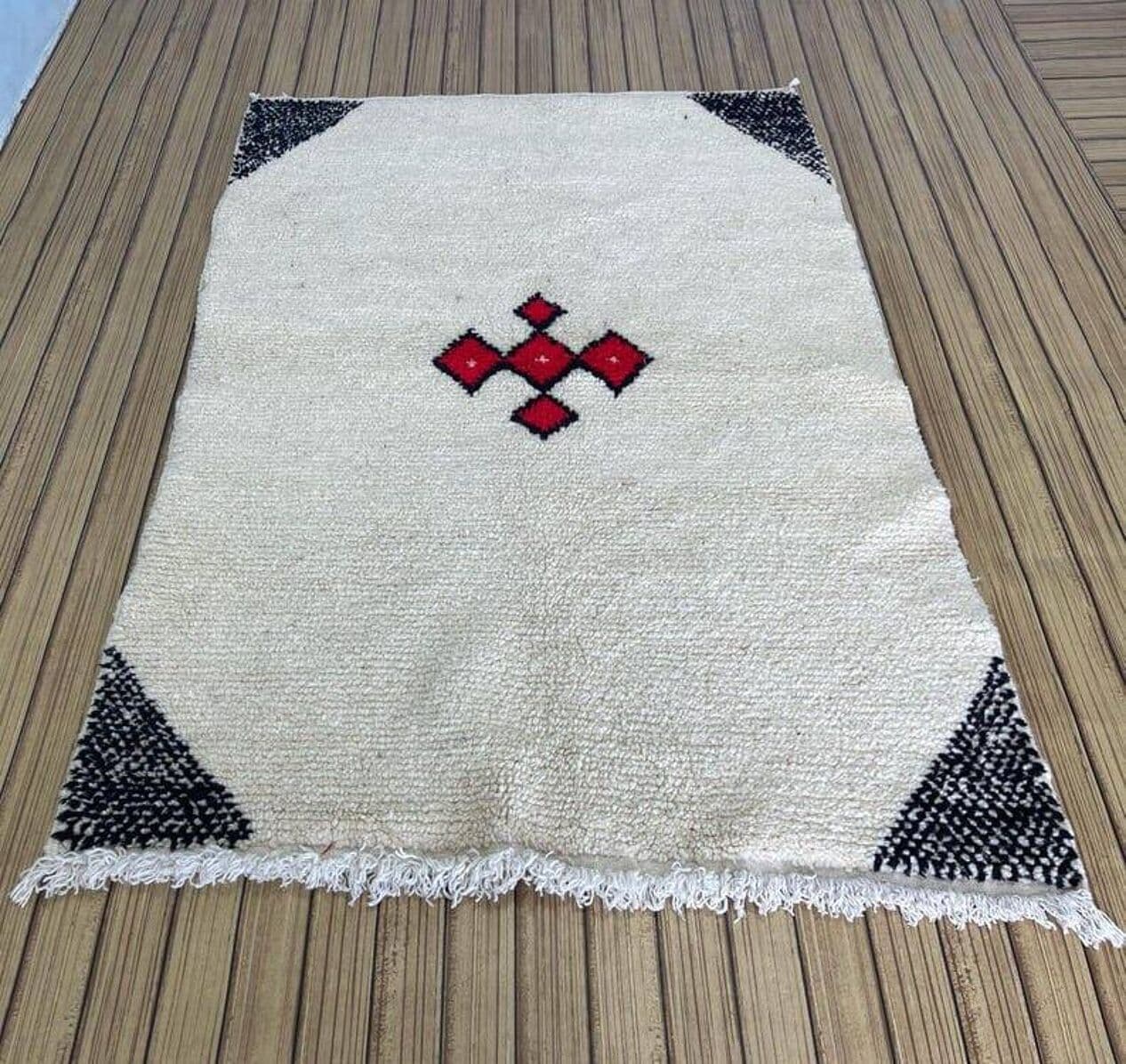 Ręcznie tkany dywan 100x200 cm, wełna, multikolor, Maroko - 204844