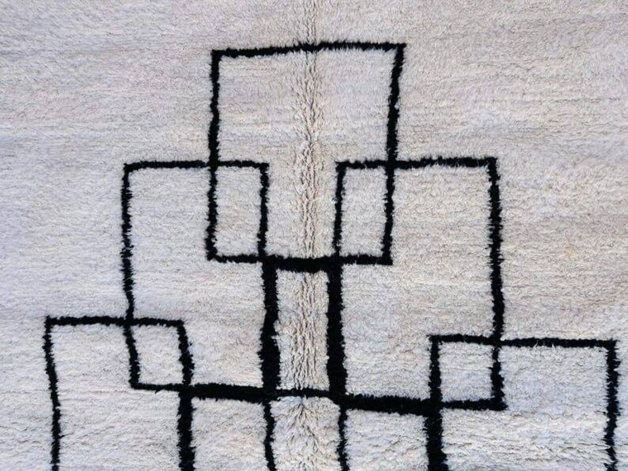 Ręcznie tkany dywan 150x250 cm, wełna, biały, czarny, Maroko - 204821