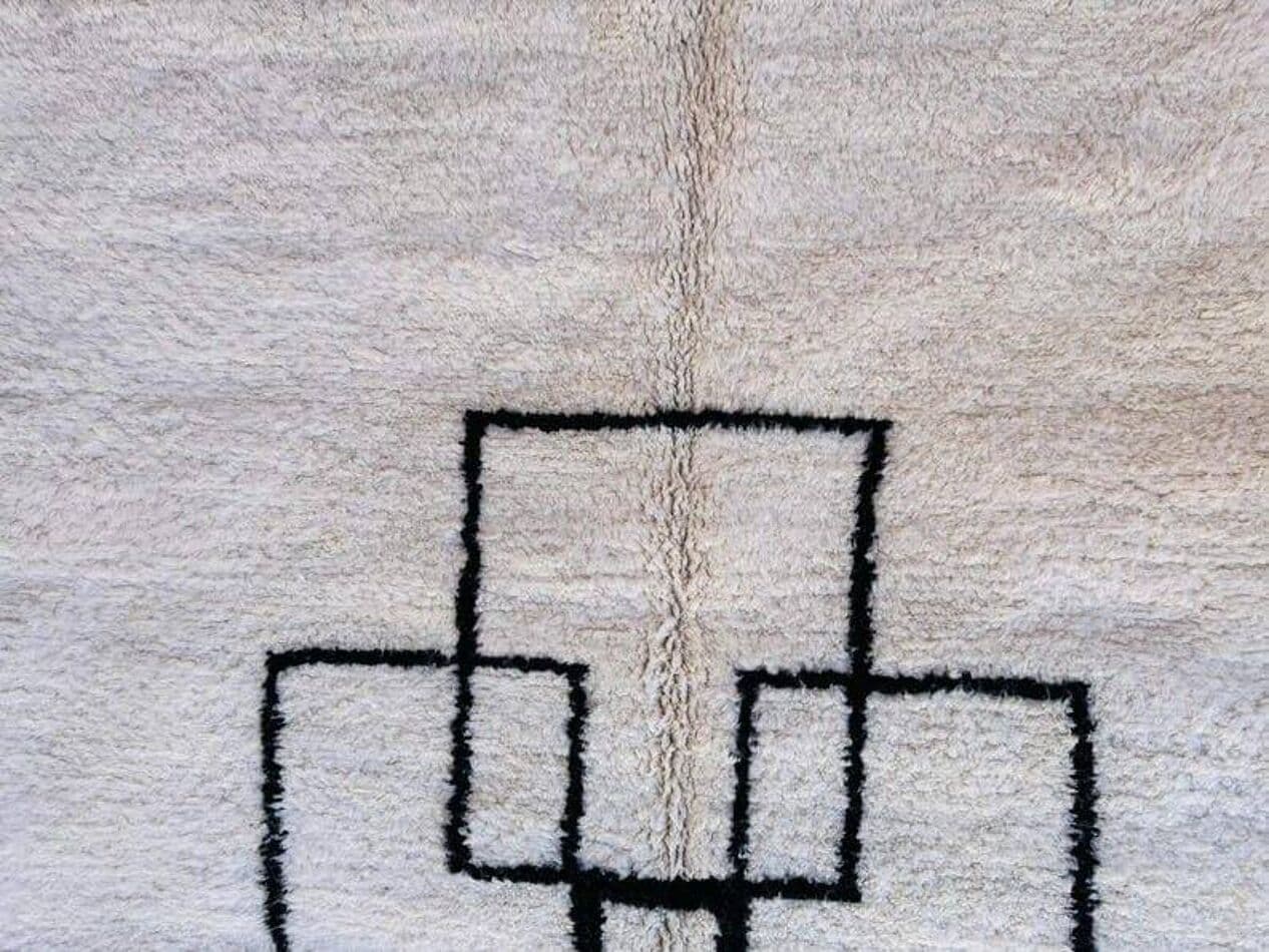 Ręcznie tkany dywan 150x250 cm, wełna, biały, czarny, Maroko - 204822