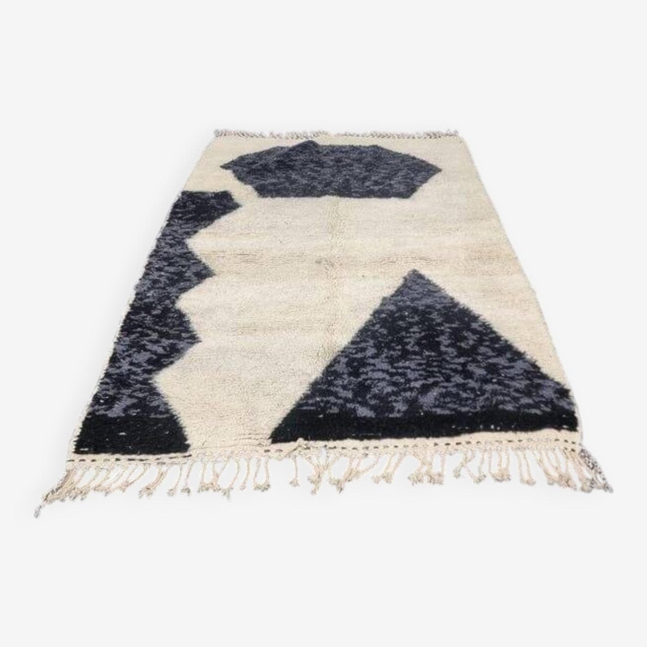 Ręcznie tkany dywan 150x250 cm, wełna, biały, czarny, Maroko - 204789