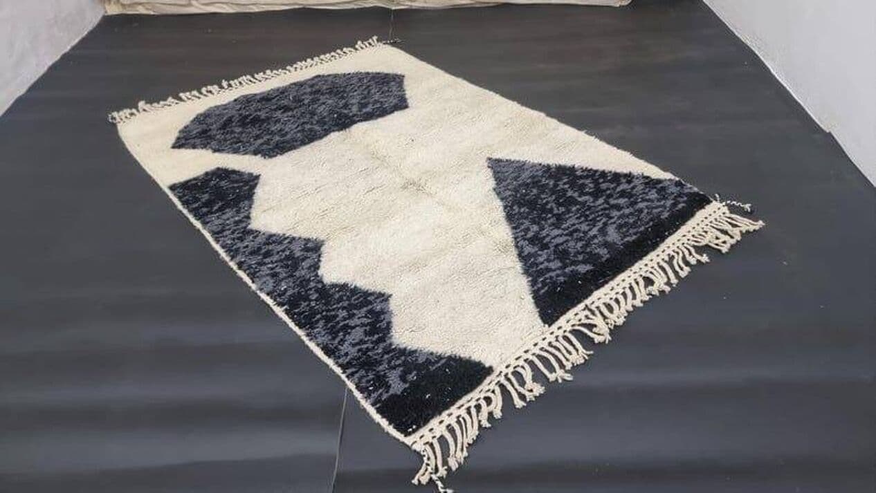 Ręcznie tkany dywan 150x250 cm, wełna, biały, czarny, Maroko - 204791