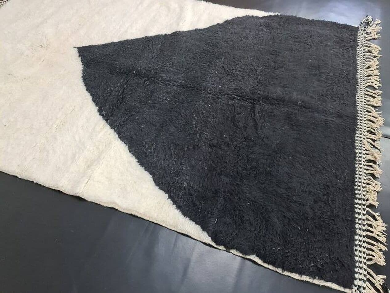 Ręcznie tkany dywan 150x250 cm, wełna, biały, czarny, Maroko - 204785