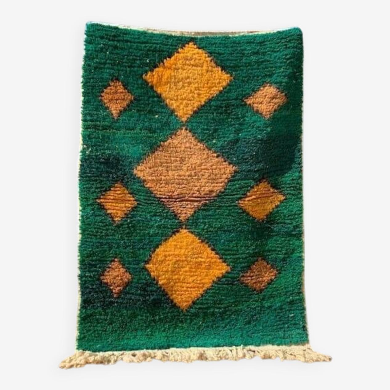 Ręcznie tkany dywan 100x200 cm, wełna, zielony, pomarańczowy, Maroko - 204775