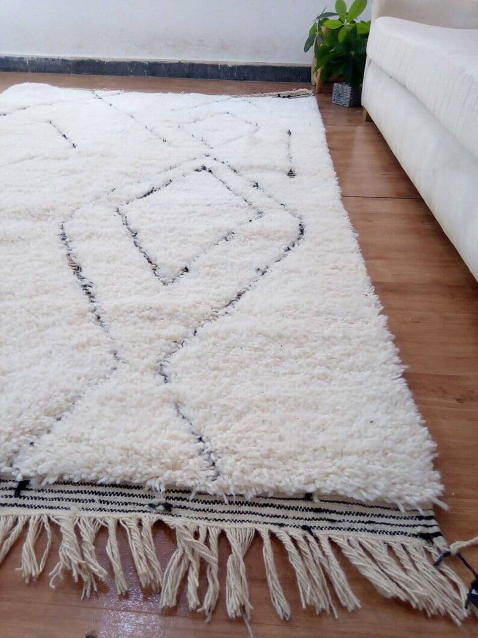 Ręcznie tkany dywan 200x300 cm, wełna, biały, Maroko - 204773