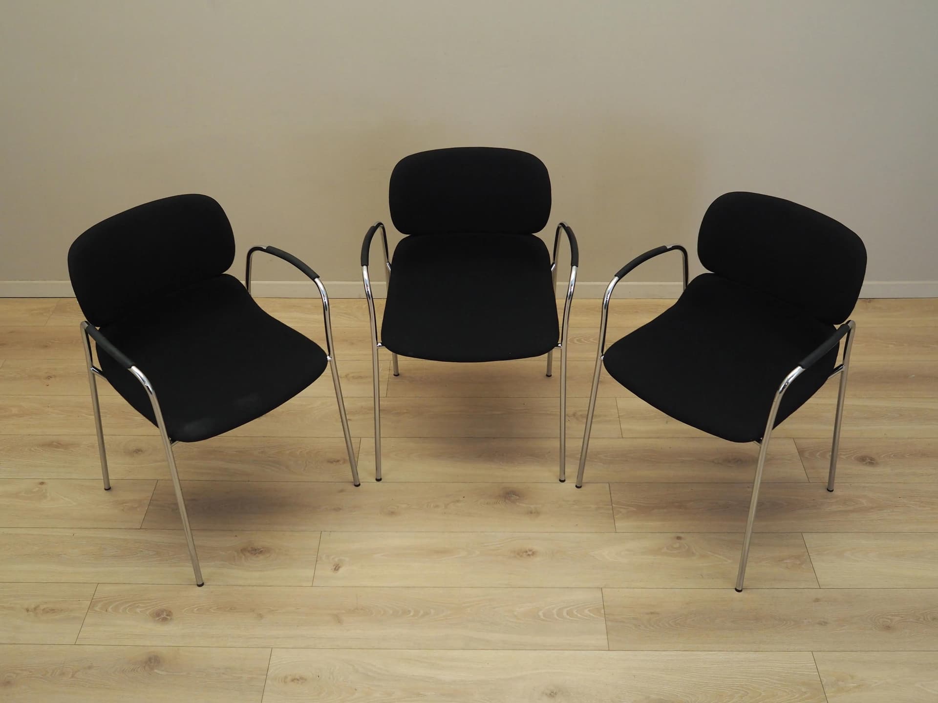 set of three armchairs, black metal, Italy, 1970s - 14669