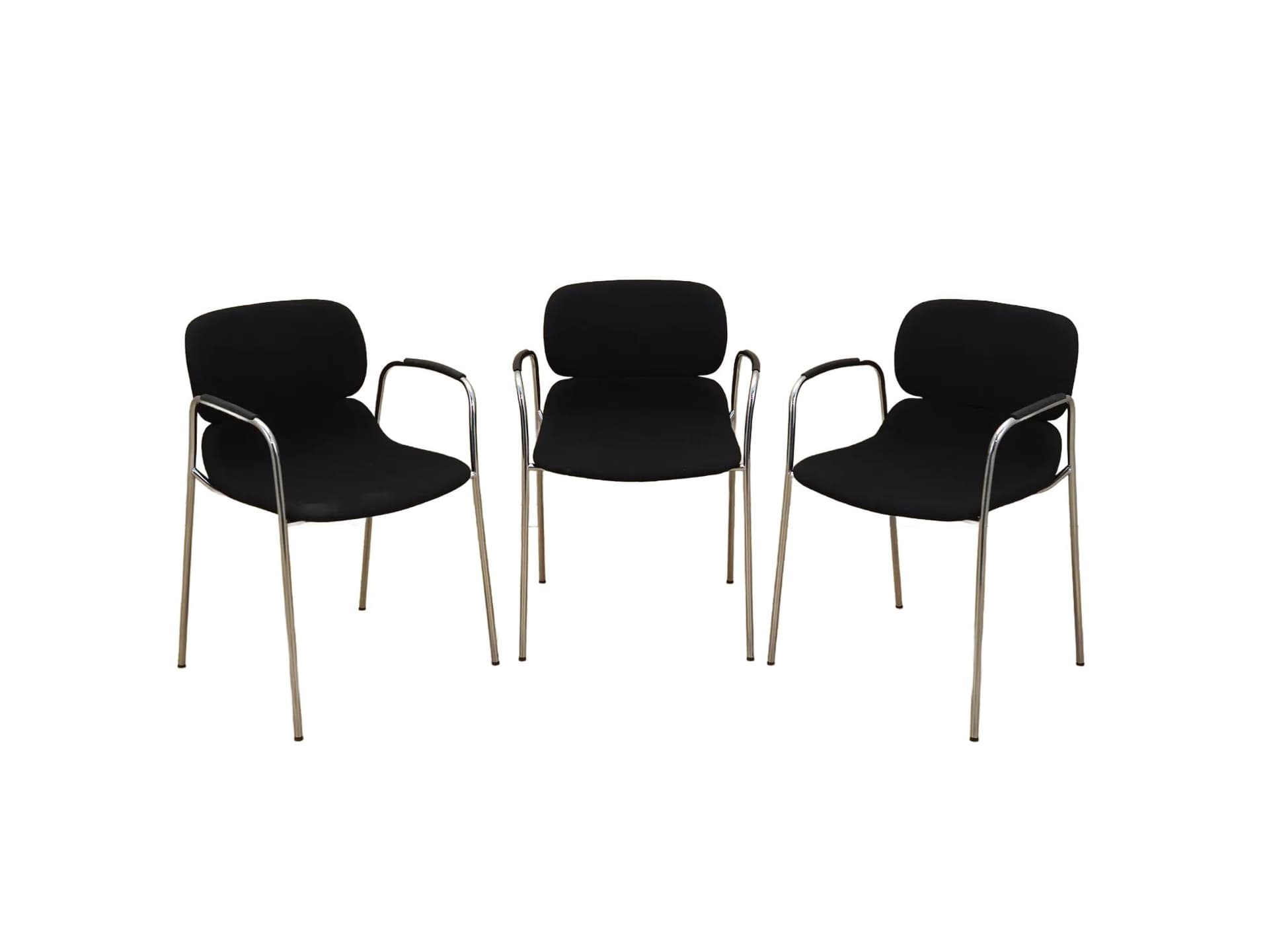 set of three armchairs, black metal, Italy, 1970s