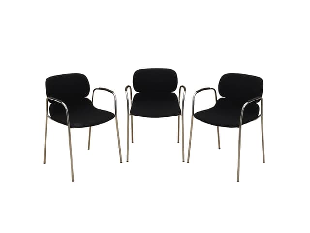 set of three armchairs, black metal, Italy, 1970s - DIMENSION