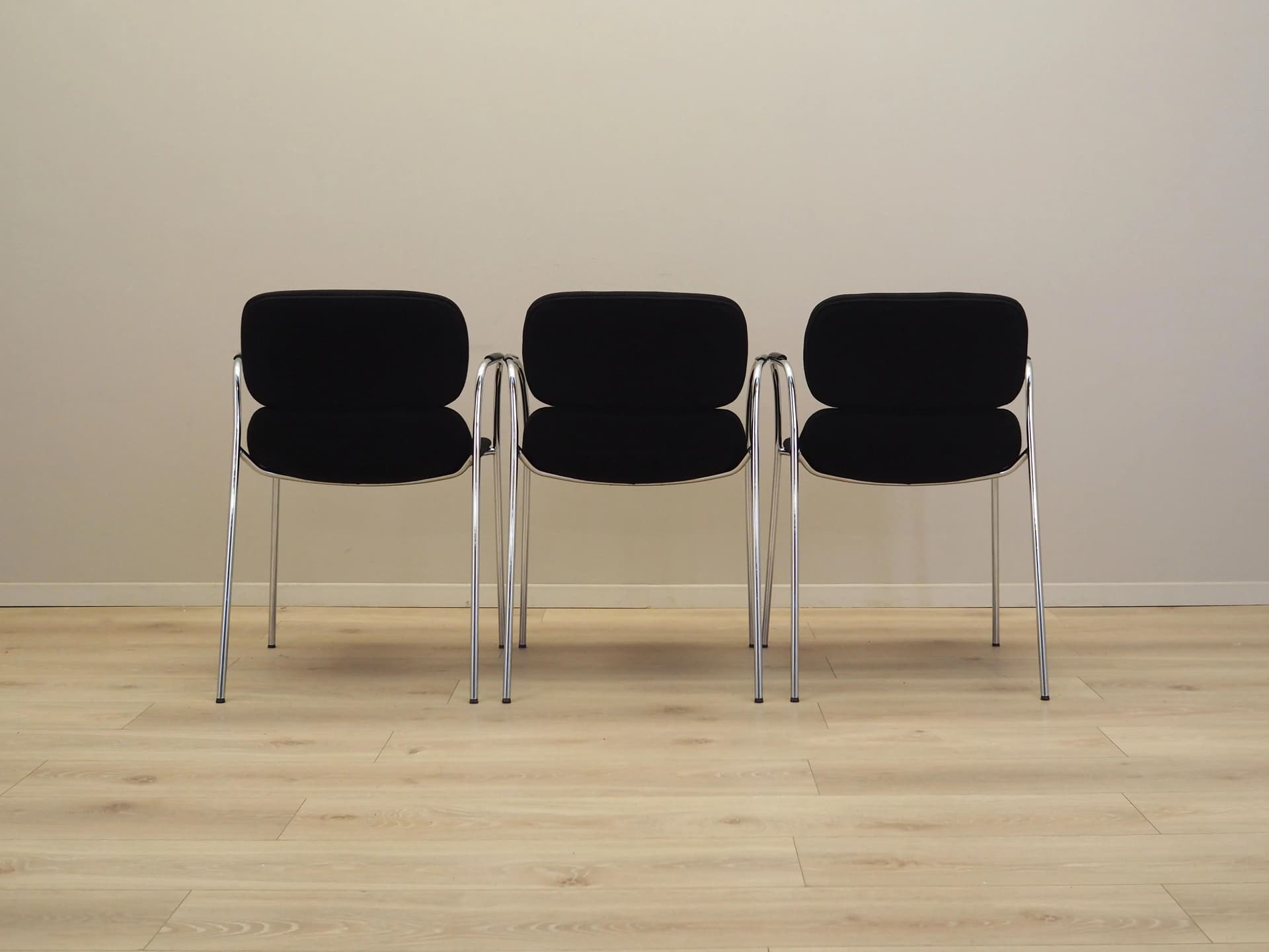 set of three armchairs, black metal, Italy, 1970s - 14675