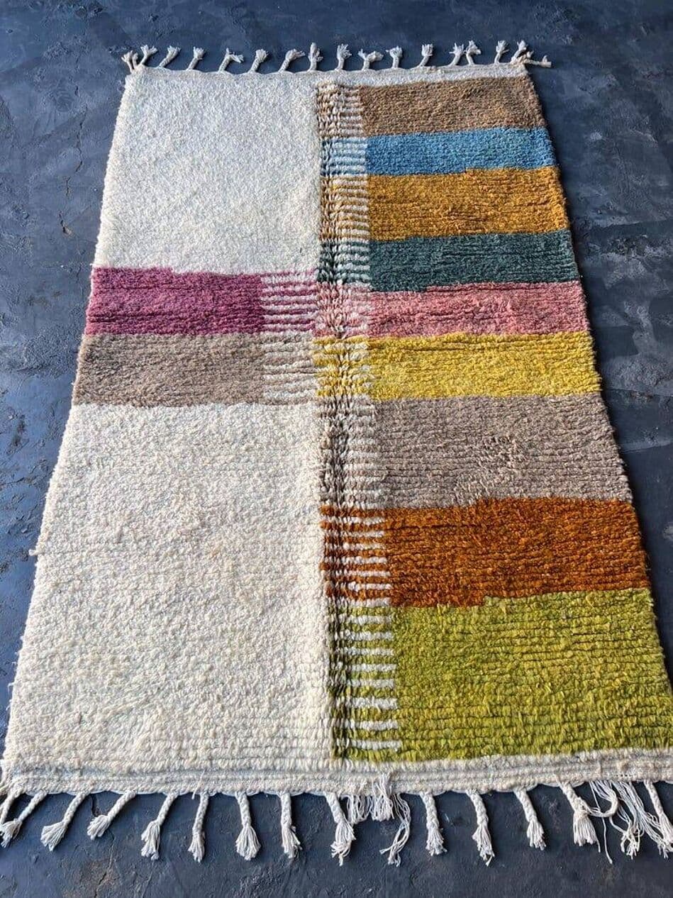 Ręcznie tkany dywan 150x250 cm, wełna, multikolor, Maroko - 204743