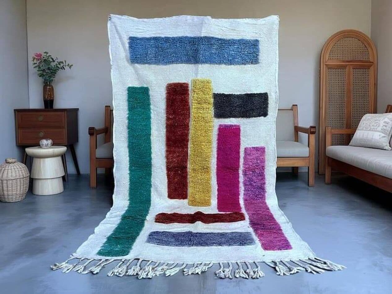 Ręcznie tkany dywan 100x200 cm, wełna, multikolor, Maroko - 204713