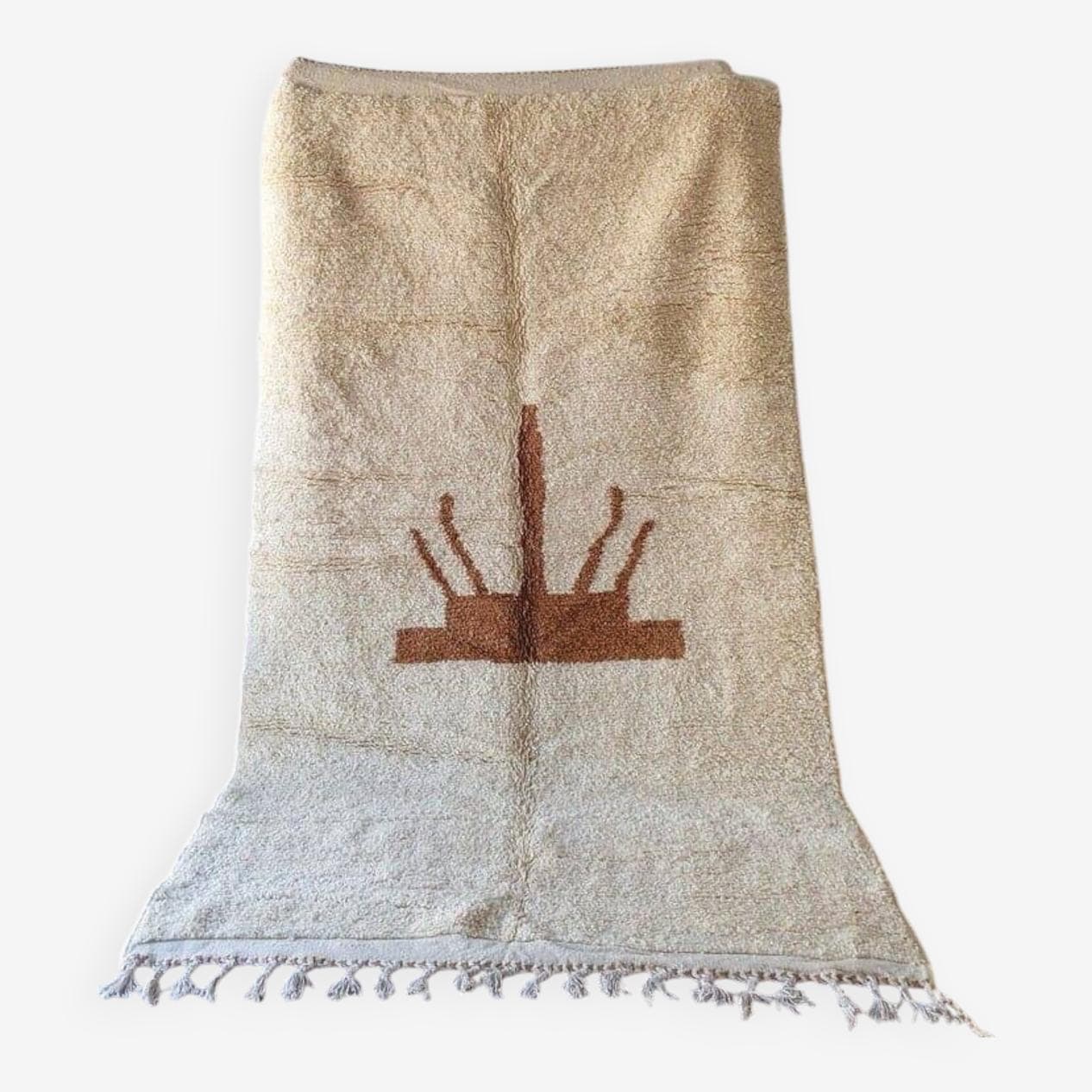 Ręcznie tkany dywan 150x250 cm, wełna, kremowy, terakota, Maroko - 204685