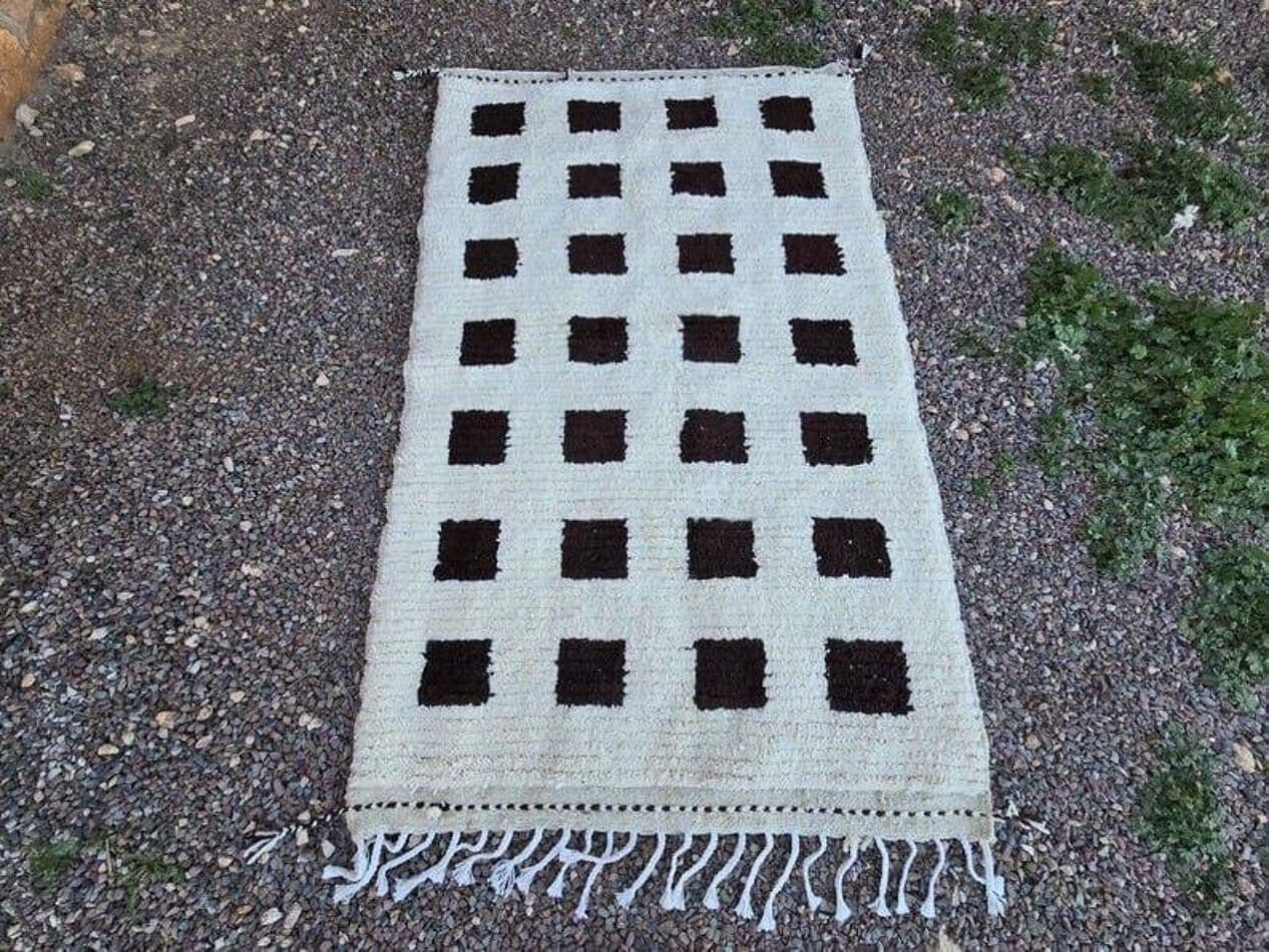 Ręcznie tkany dywan 150x250 cm, wełna, biały, Maroko - 204655