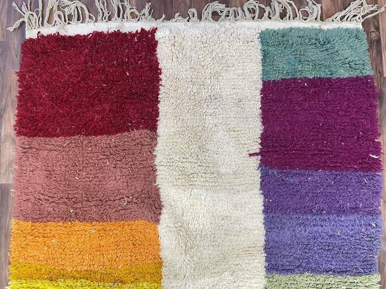 Ręcznie tkany dywan 200x300 cm, wełna, multikolor, Maroko - 204649