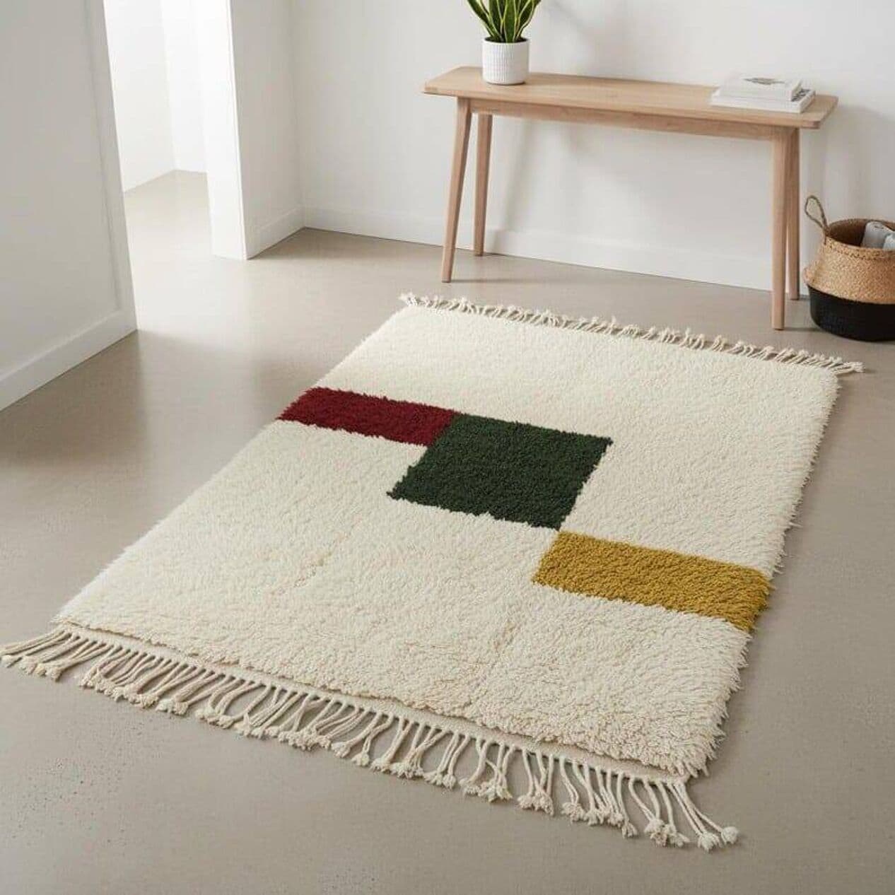 Ręcznie tkany dywan 100x200 cm, wełna, multikolor, Maroko - 204609