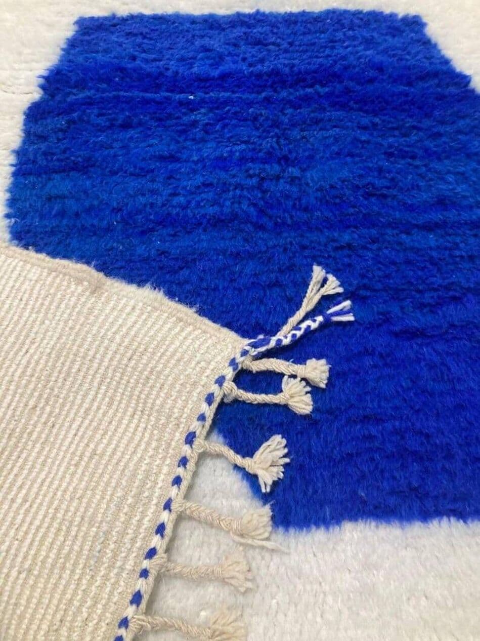 Ręcznie tkany dywan 200x300 cm, wełna, biały, niebieski, Maroko - 204594