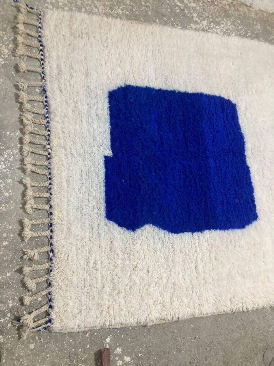 Ręcznie tkany dywan 200x300 cm, wełna, biały, niebieski, Maroko - 204592