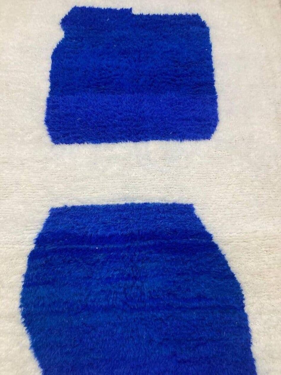 Ręcznie tkany dywan 200x300 cm, wełna, biały, niebieski, Maroko - 204593