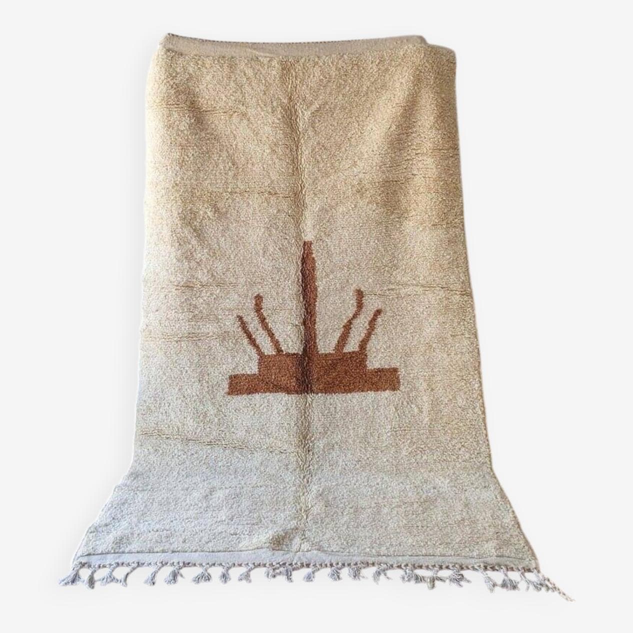 Ręcznie tkany dywan 100x200 cm, wełna, beżowy, brązowy, Maroko - 204583