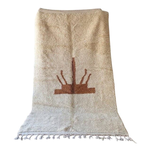 Ręcznie tkany dywan 100x200 cm, wełna, beżowy, brązowy, Maroko - WYMIARY