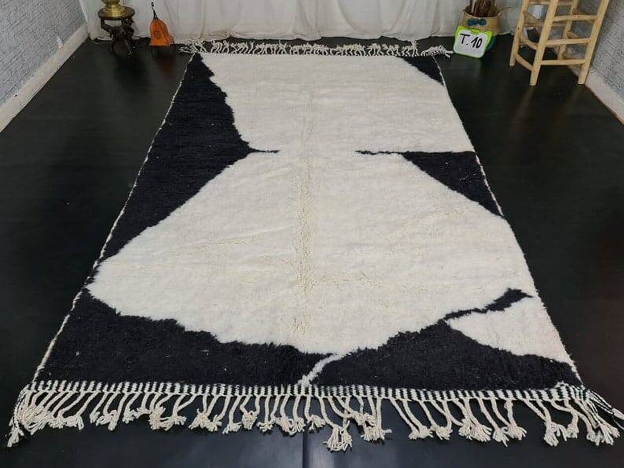 Ręcznie tkany dywan 150x250 cm, wełna, biały, czarny, Maroko - 204571