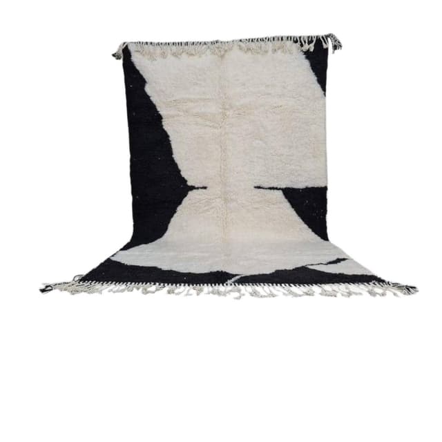 Ręcznie tkany dywan 150x250 cm, wełna, biały, czarny, Maroko - WYMIARY