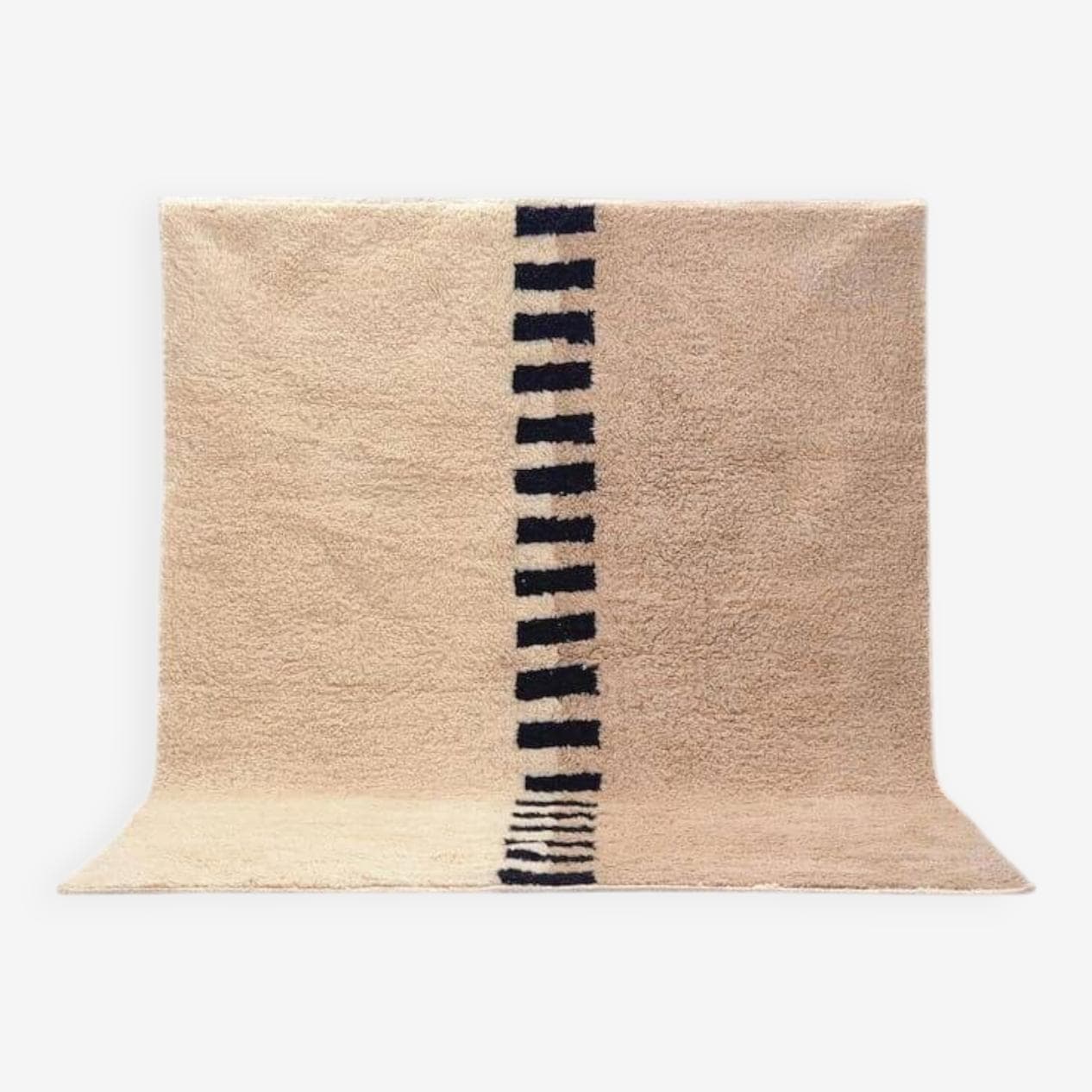 Ręcznie tkany dywan 200x300 cm, wełna, beżowy, czarny, Maroko - 204528