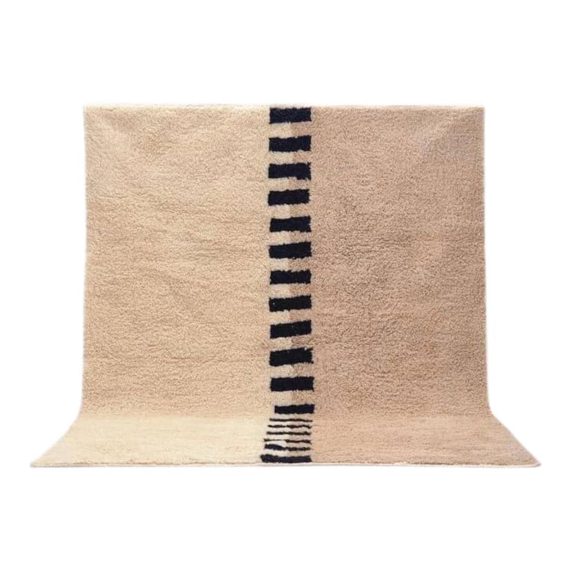 Ręcznie tkany dywan 200x300 cm, wełna, beżowy, czarny, Maroko