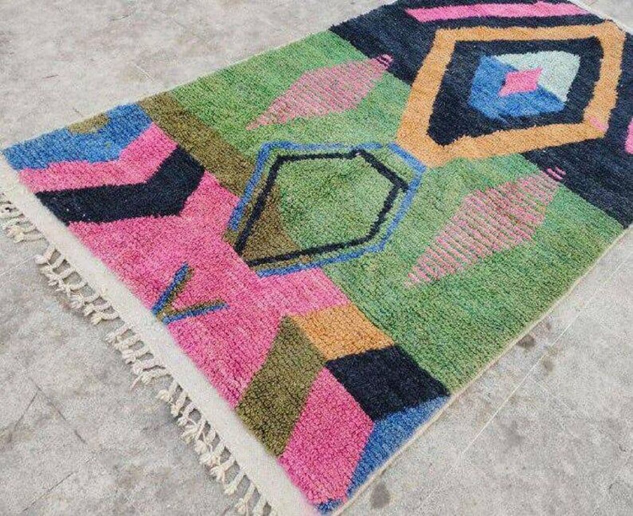 Ręcznie tkany dywan 150x250 cm, wełna, multikolor, Maroko - 204511