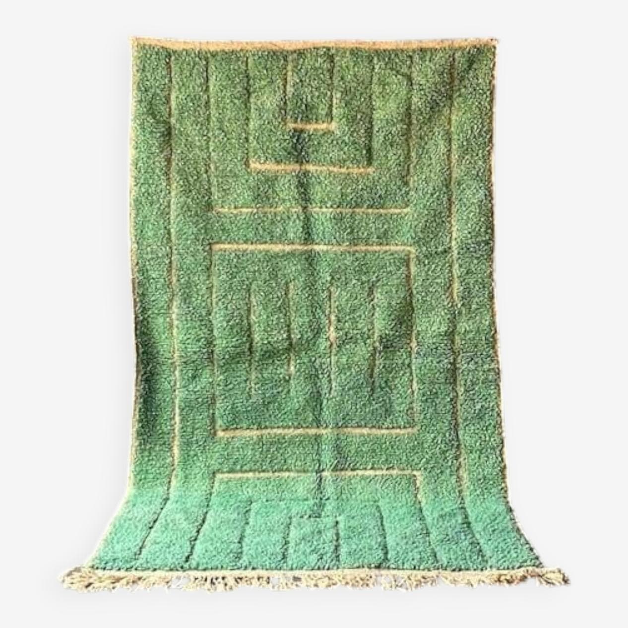 Ręcznie tkany dywan 150x250 cm, wełna, zielony, beżowy, Maroko - 204454