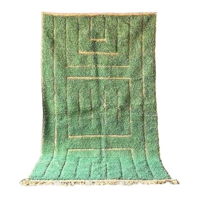 Ręcznie tkany dywan 150x250 cm, wełna, zielony, beżowy, Maroko - WYMIARY