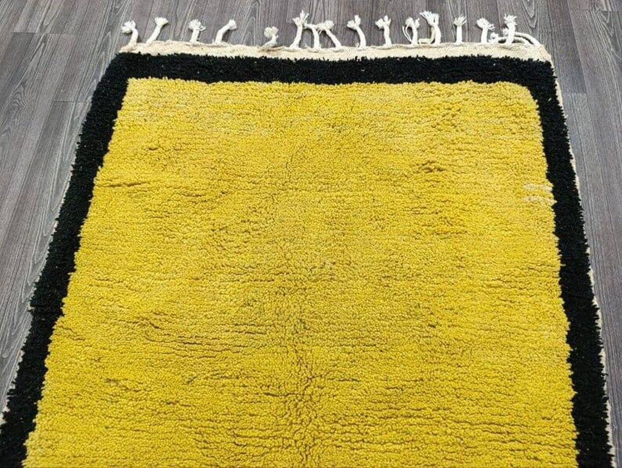 Ręcznie tkany dywan 200x300 cm, wełna, żółty, czarny, Maroko - 204439