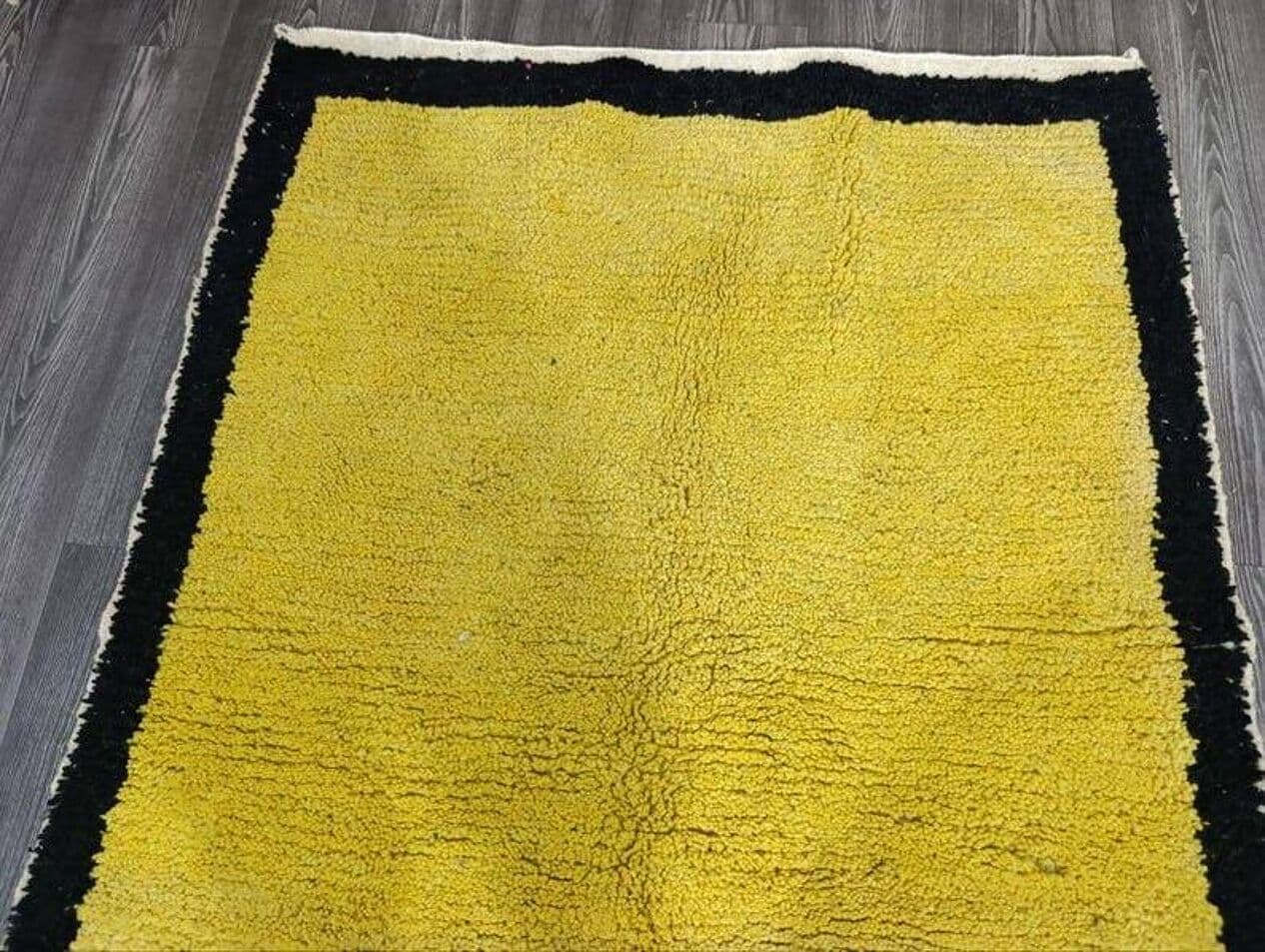 Ręcznie tkany dywan 200x300 cm, wełna, żółty, czarny, Maroko - 204436
