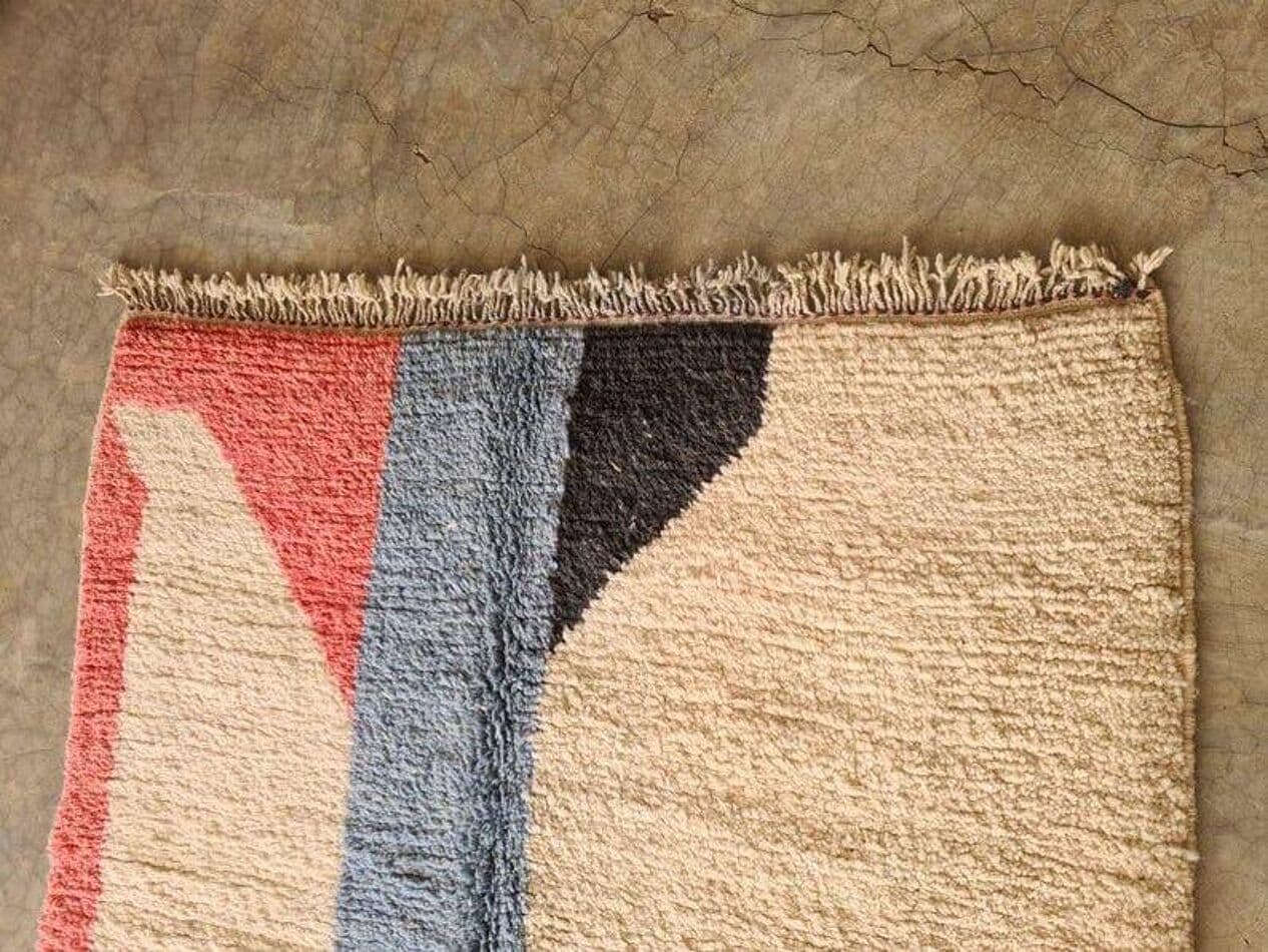 Ręcznie tkany dywan 150x250 cm, wełna, beżowy, czerwony, niebieski, czarny, Maroko - 204393