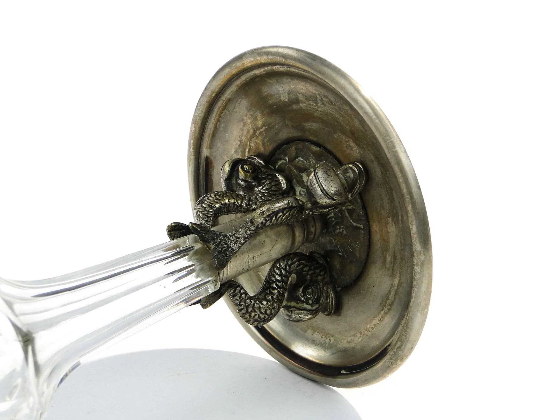 Wazon z delfinami, mosiądz miedziany, kryształ bezbarwny, Austro-Węgry, XIX w. - 14739