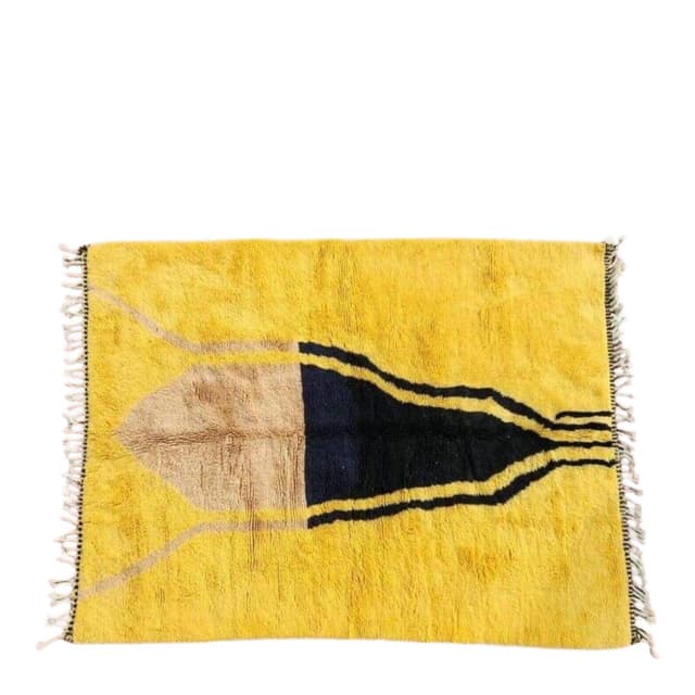 Ręcznie tkany dywan 160x240 cm, wełna, żółty, Maroko - WYMIARY