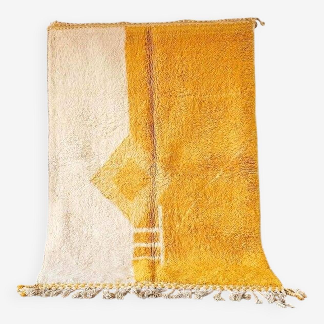 Ręcznie tkany dywan 100x200 cm, wełna, żółty, kremowy, Maroko - 204257