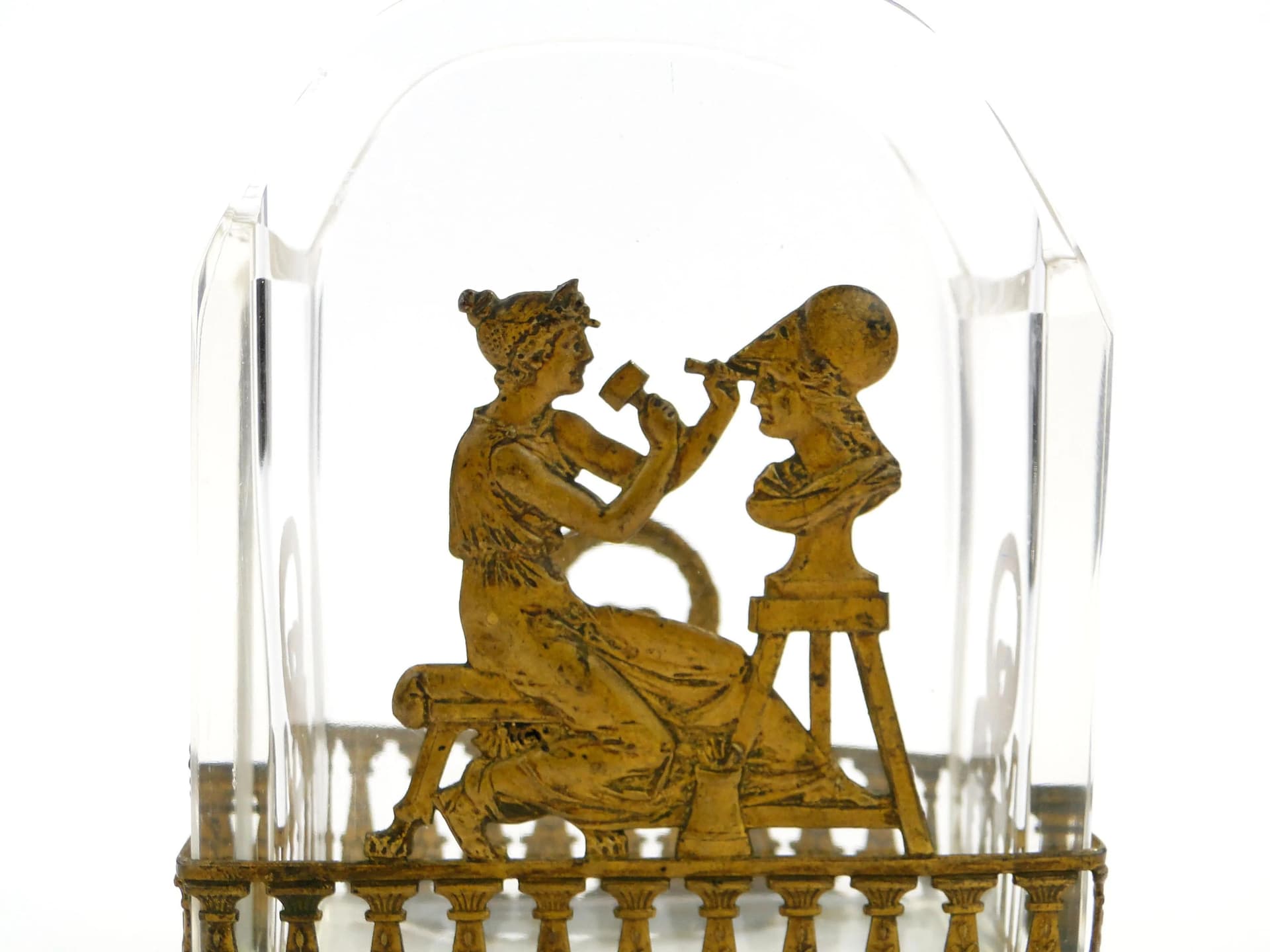 Postument na wizytówki Empire, kryształ przezroczysty, brąz złocony, Francja, XIX wiek - 14715