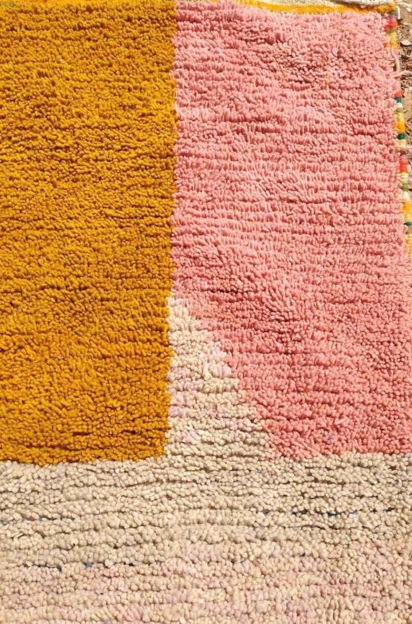 Ręcznie tkany dywan 150x250 cm, wełna, niebieski, żółty, różowy, kość słoniowa, Maroko - 204207