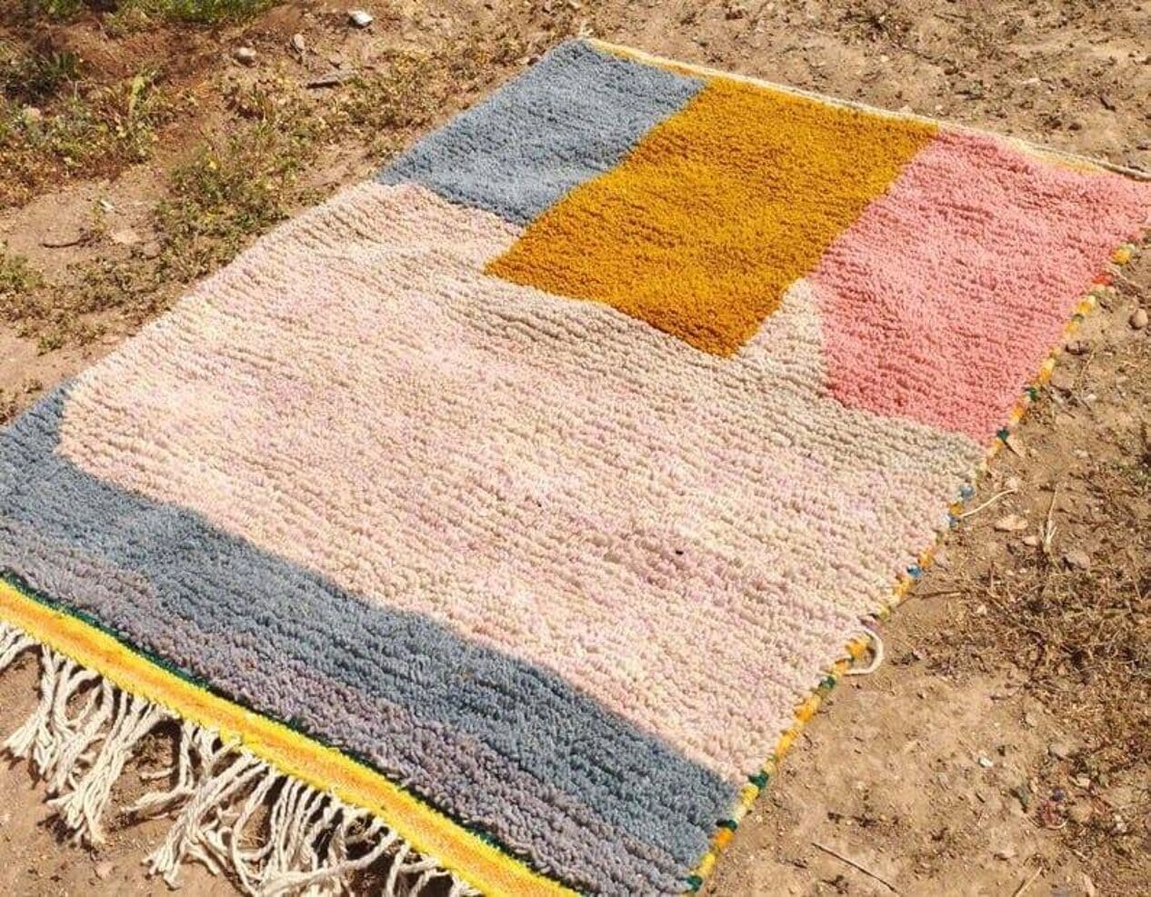 Ręcznie tkany dywan 100x200 cm, wełna, multikolor, Maroko - 204165