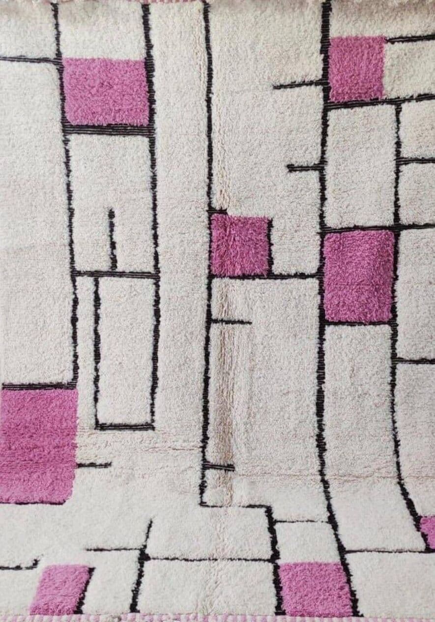 Ręcznie tkany dywan 100x200 cm, wełna, różowy, Maroko - 204101