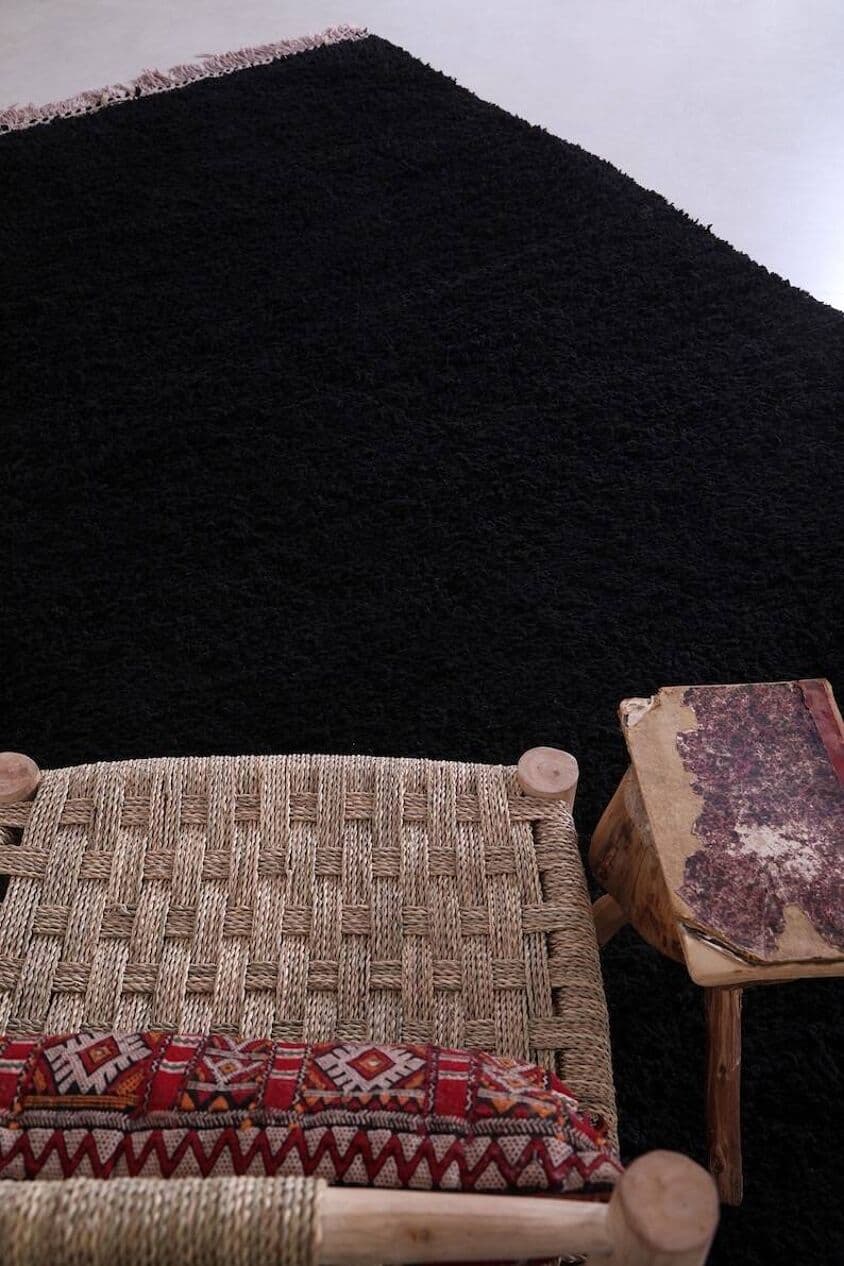 Ręcznie tkany dywan 200x300 cm, wełna, czarny, Maroko - 204061